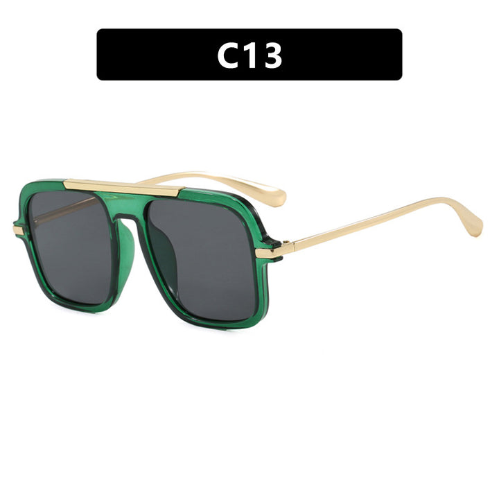 Women's square designer sunglasses with gold accents and protective UV filter Bowlift