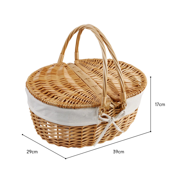 Women braided picnic basket with romantic gingham lining Bowlift