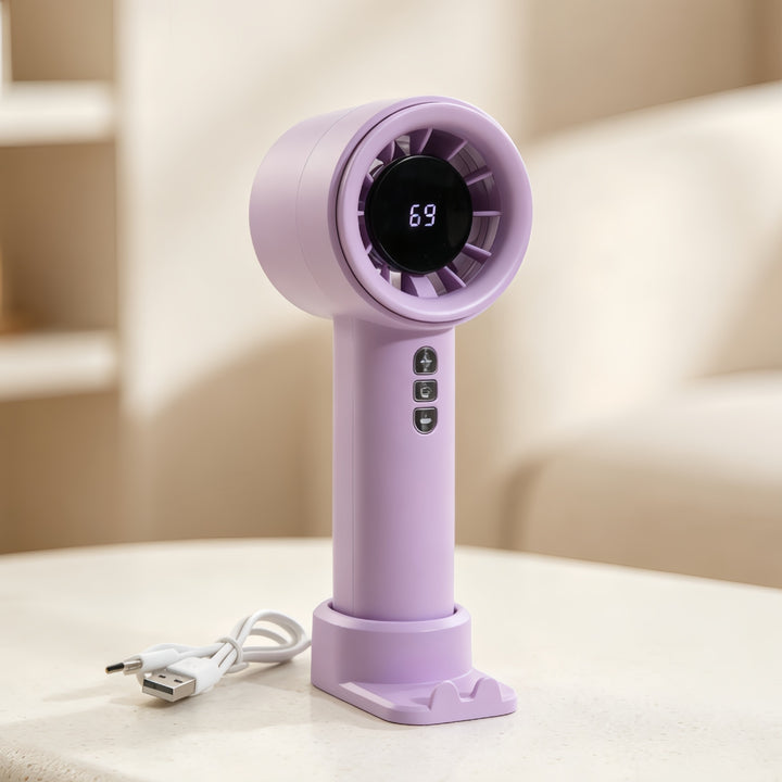 Women High-Performance Hand Fan with Digital Speed Display Bowlift