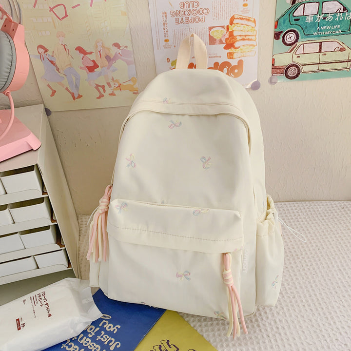 Embroidered Floral Pattern School Backpack