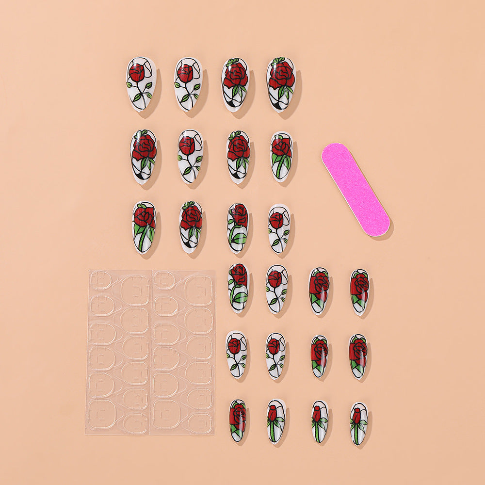 Elegantly designed artificial nails with floral pattern Bowlift
