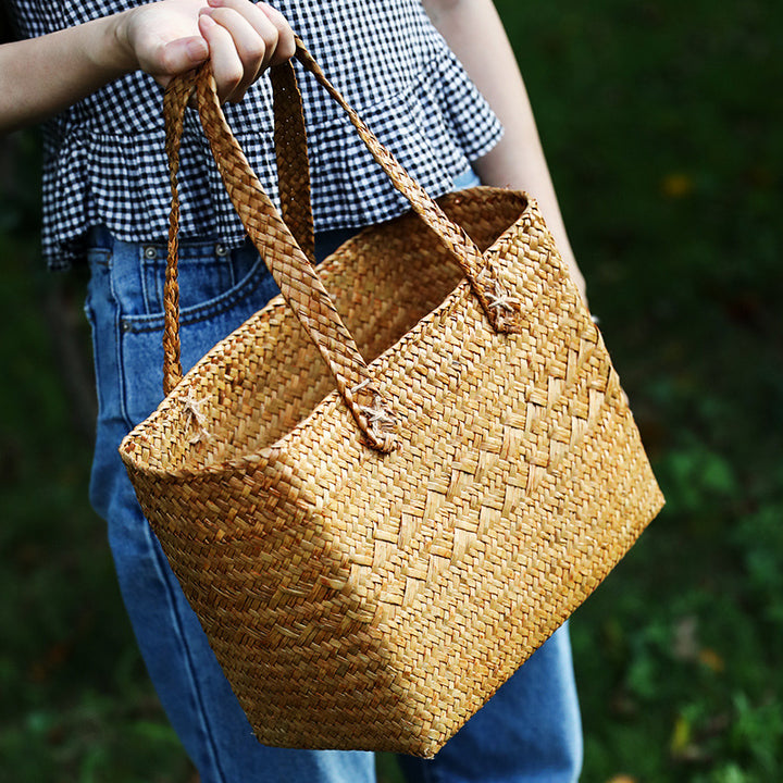Premium Handwoven Natural Storage Tote Bowlift