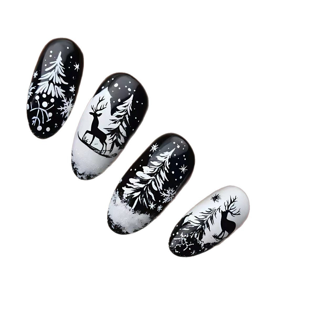 Elegant Artificial Nails in Christmas Design Bowlift