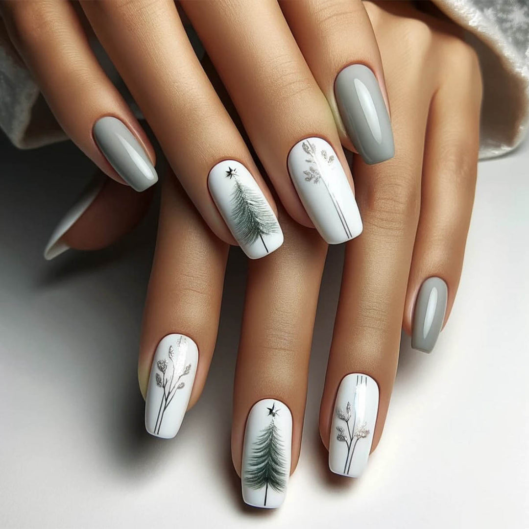 Artistic Botanical Press-On Nail Art Bowlift