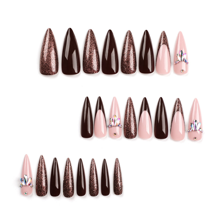 Artful Nail Extensions with Sparkling Accents Bowlift