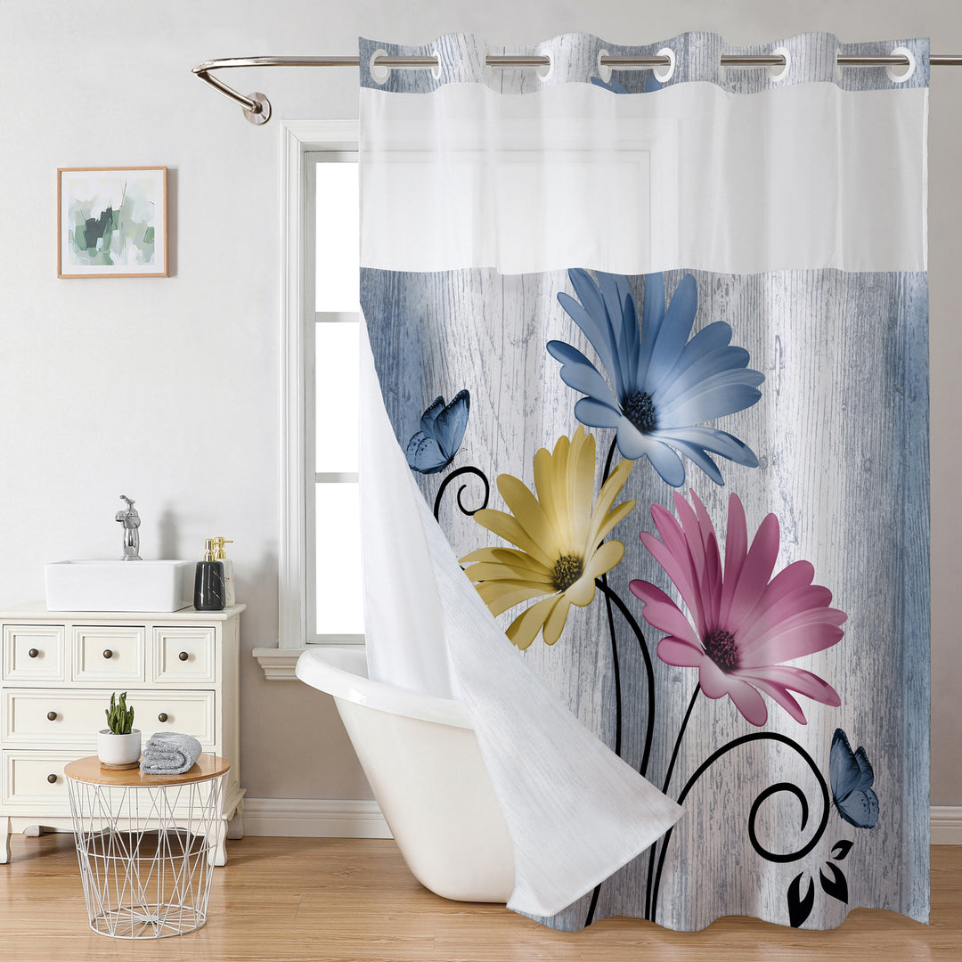 Artistic Floral Shower Curtain Bowlift