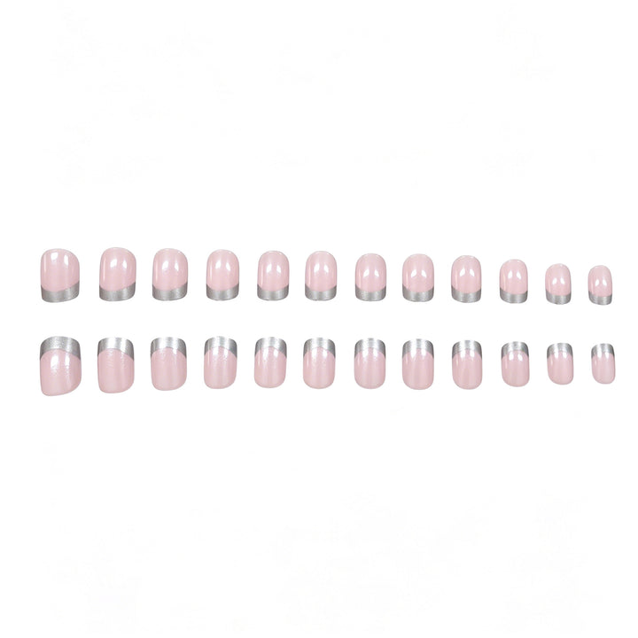 Elegant Silver-Tipped Acrylic Nail Set Bowlift