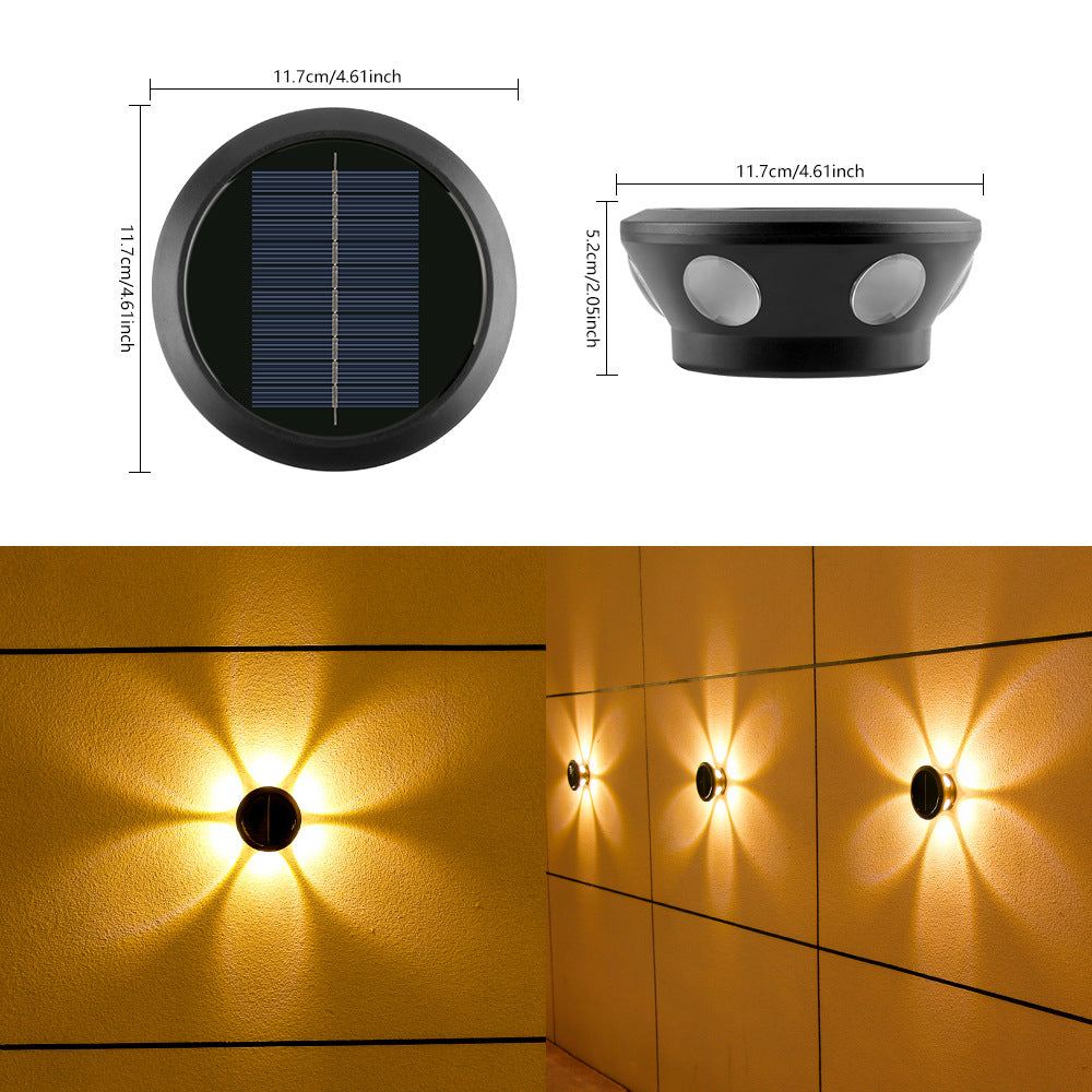 Outdoor Solar Wall Light Multi-Beam LED Decorative Accent Bowlift