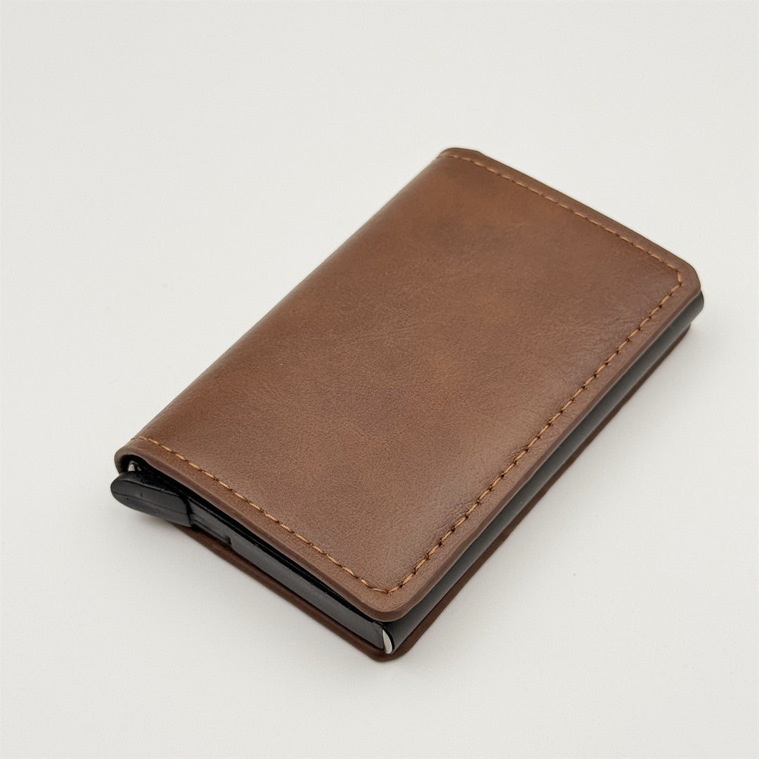 Slim RFID-Blocking Automatic Card Eject Leather Wallet Bowlift