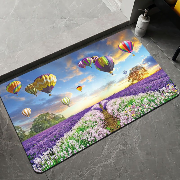 Elegant Floral Design Bath Mat Bowlift