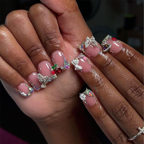 Acrylic Nail Set with Luxurious Accents Bowlift