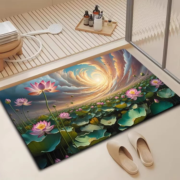 Floral Design Bath Mat Bowlift