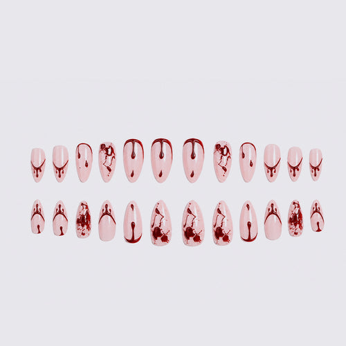 Artificial nail set with creative blood stain designs Bowlift