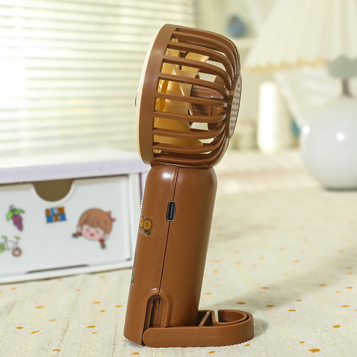 Women's Portable Mini Hand Fan with Creative Animal Designs Bowlift