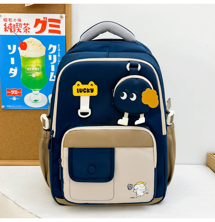 Cute Character-Designed Multi-Pocket School Backpack Bowlift