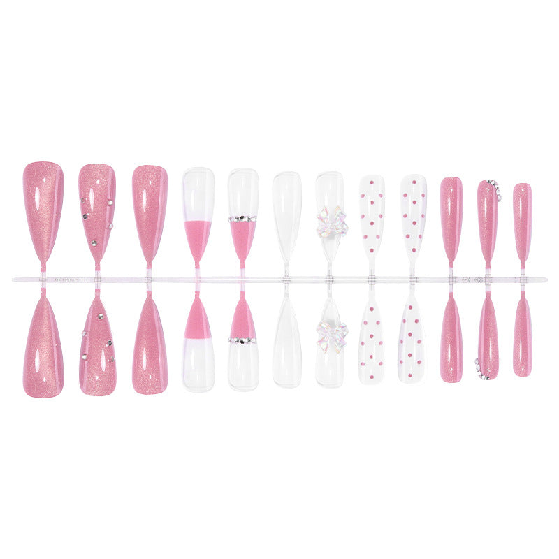 Decorative Press-On Nail Art Set with Glitter and Rhinestone Accents Bowlift