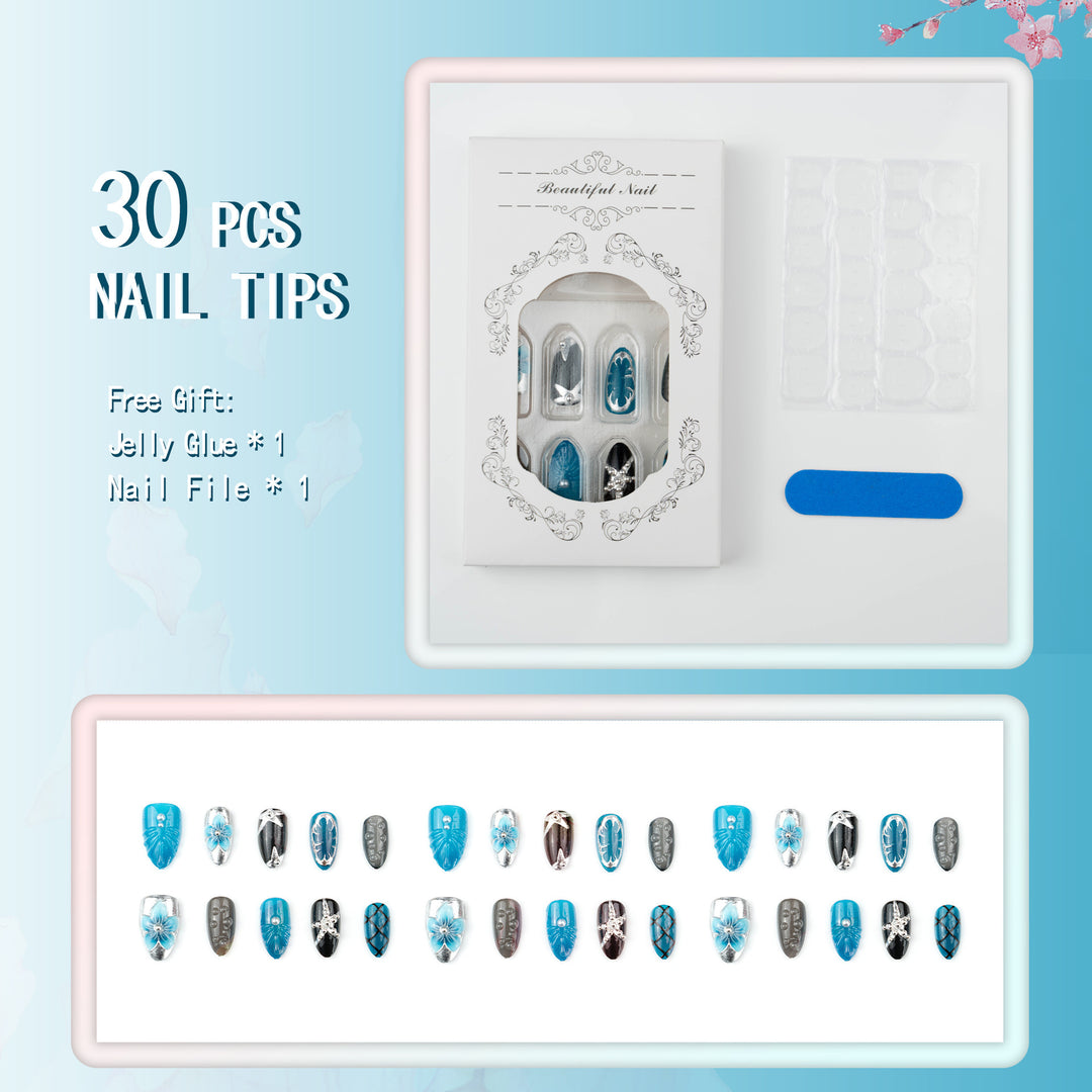 Artificial nail set with extravagant design Bowlift