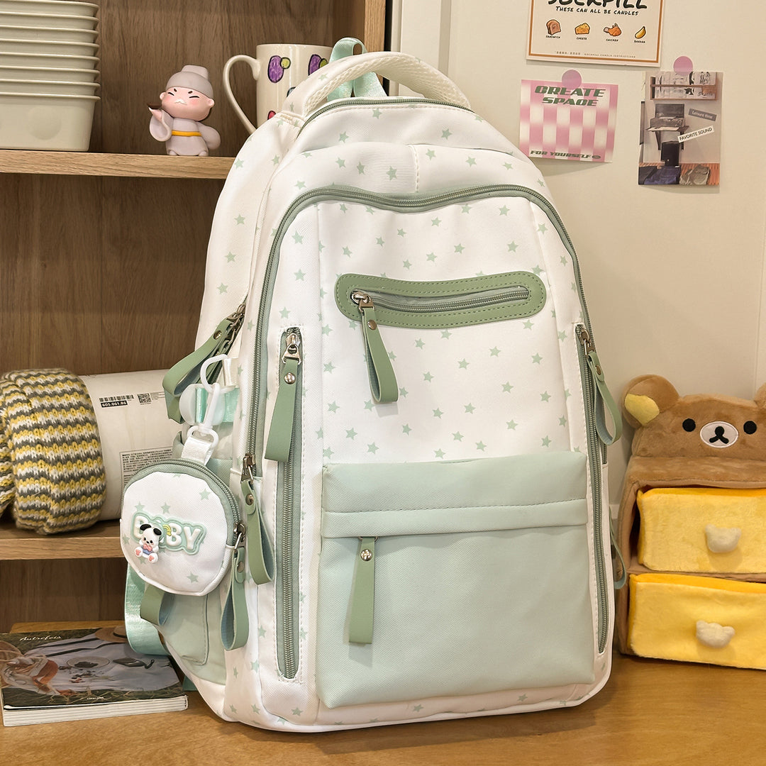 Backpack with Charming Star Applications and Practical Compartments Bowlift