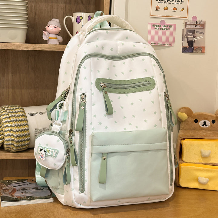 Backpack with Charming Star Applications and Practical Compartments Bowlift