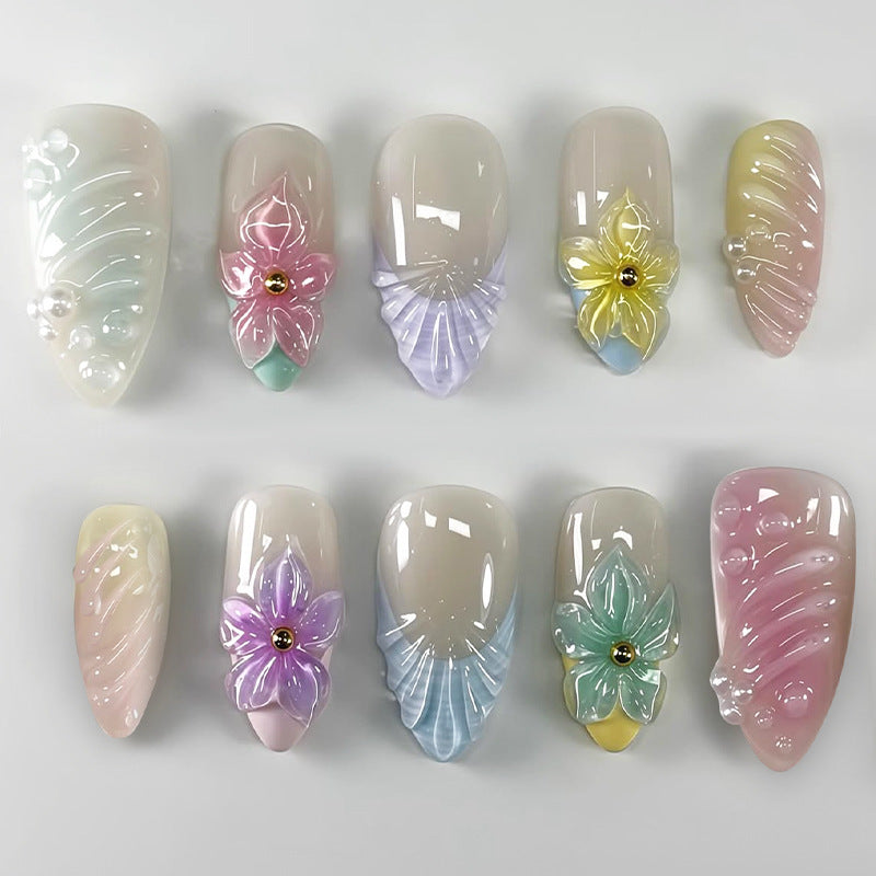 Decorative Floral Nail Art Press-On Set Bowlift