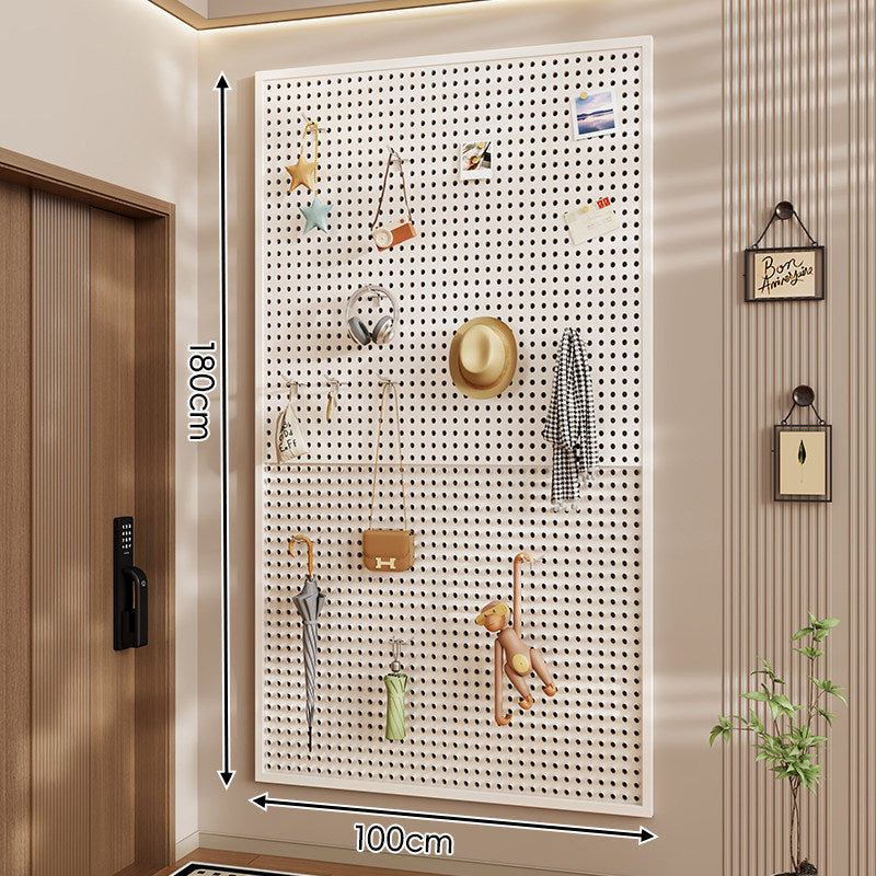 Wall-Mounted Large Perforated Metal Pegboard Organizer Panel for Entryway