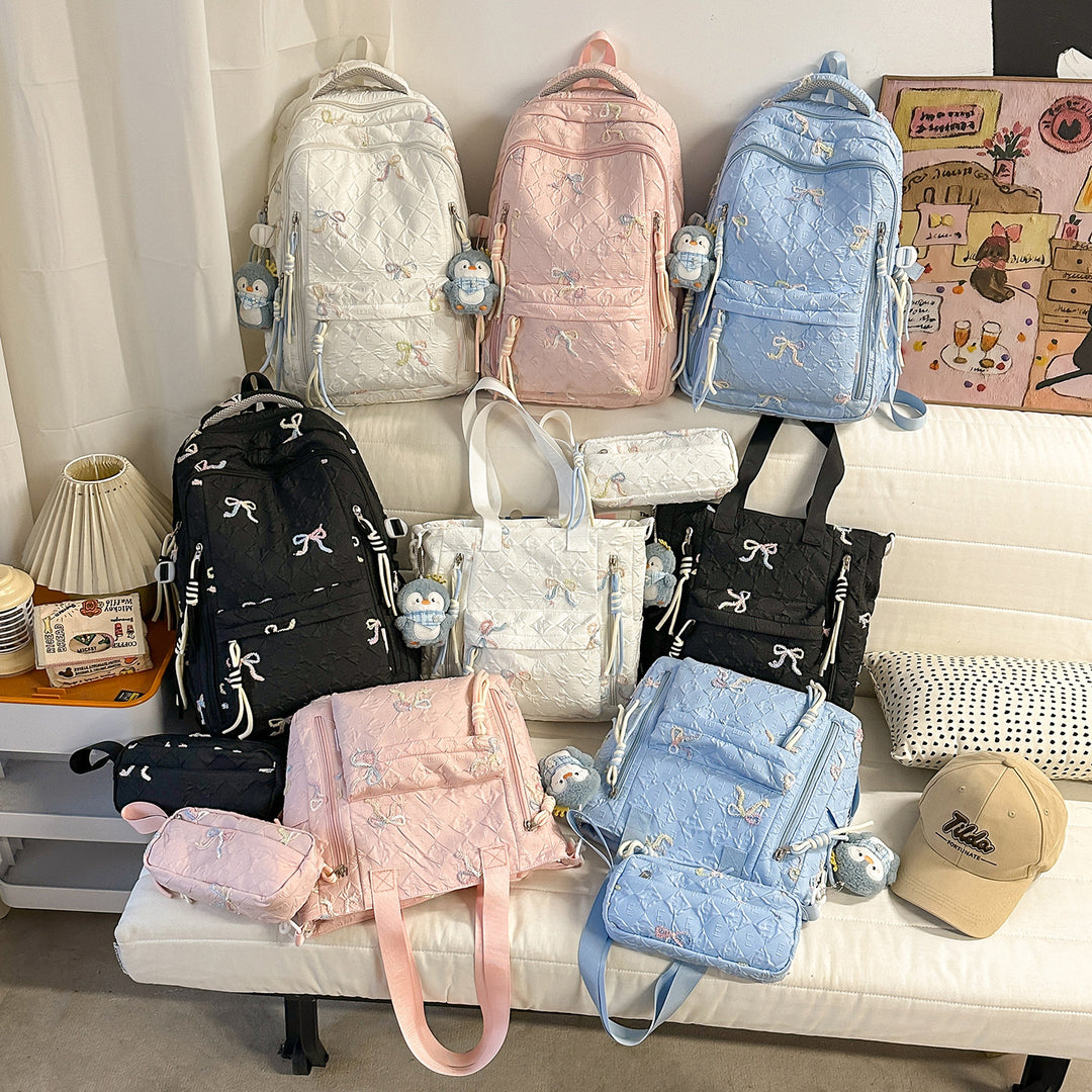 Embroidered Quilted Backpack Bowlift
