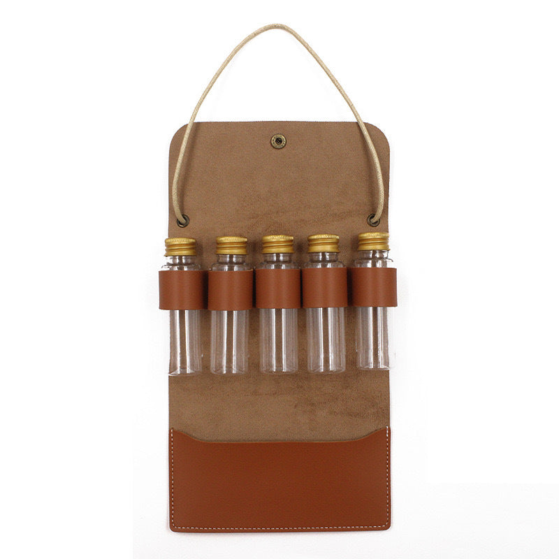 Refillable Glass Perfume Atomizer Trio with Leather Carry Case Bowlift