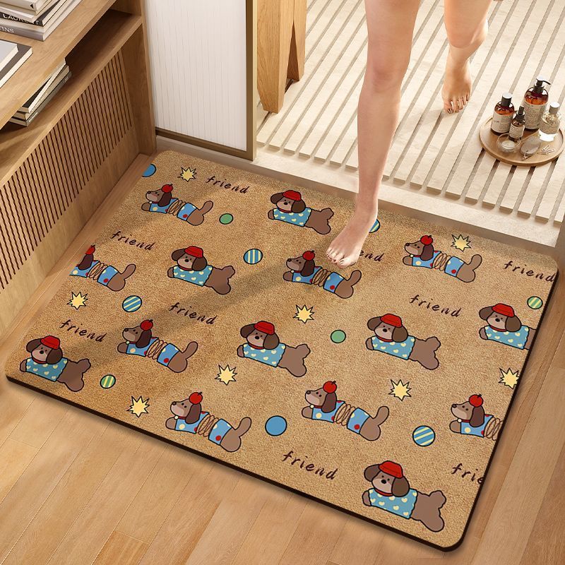 Cute Dog-Themed Decorative Bathroom Mat