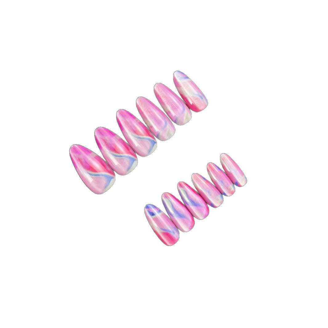 Marbled Fantasy Press-On Nail Tips Bowlift