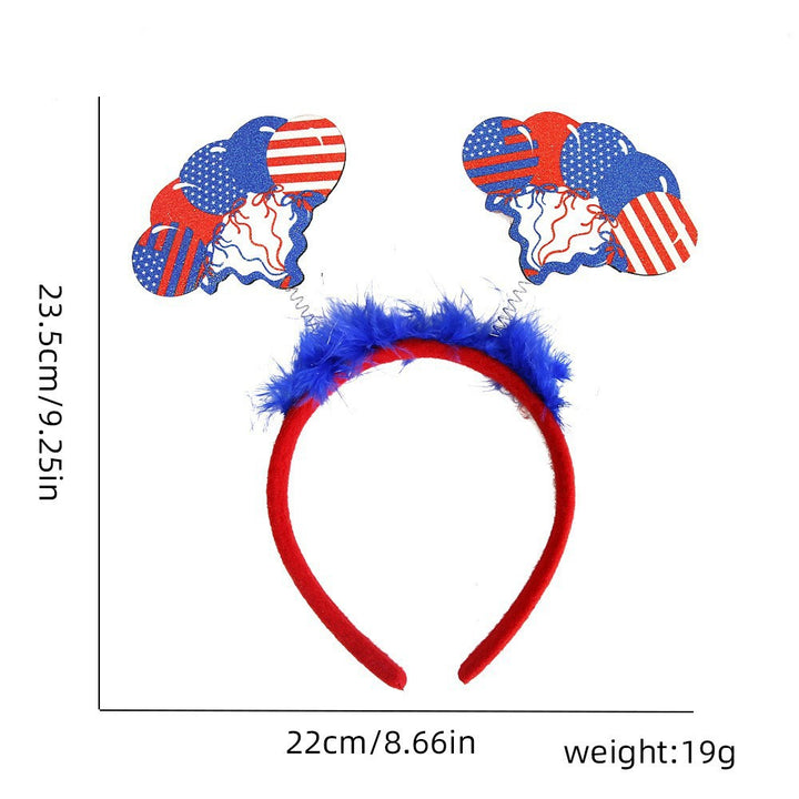 Unisex nan eye-catching party headband with attached pom poms, star tinsel, and small flag pendants Bowlift