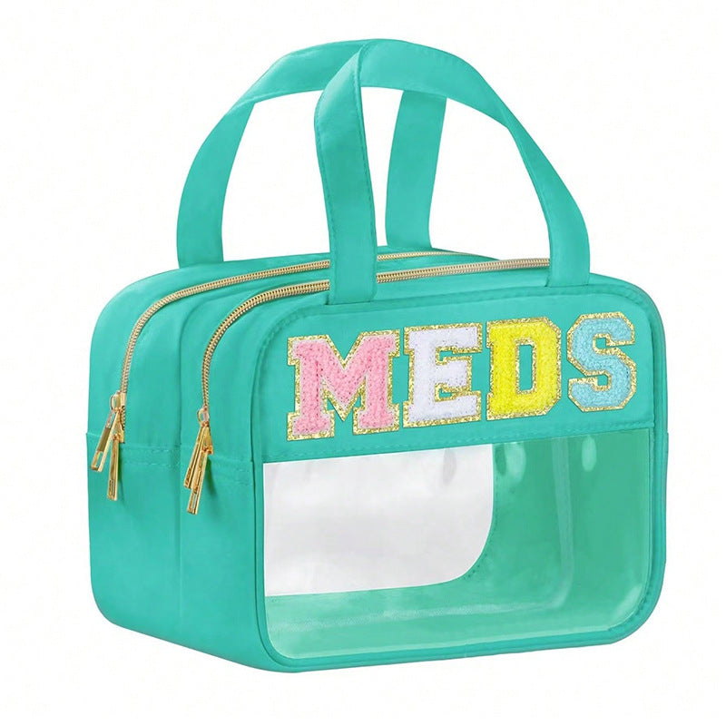 Transparent cosmetic organizer bag with double zipper Bowlift