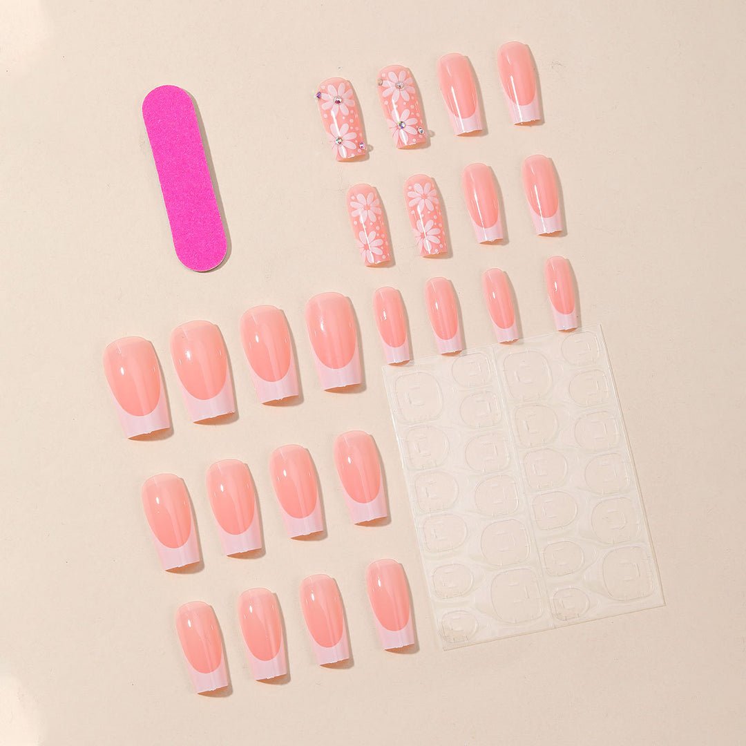 Elegant Floral Accent Nail Art Extensions Bowlift