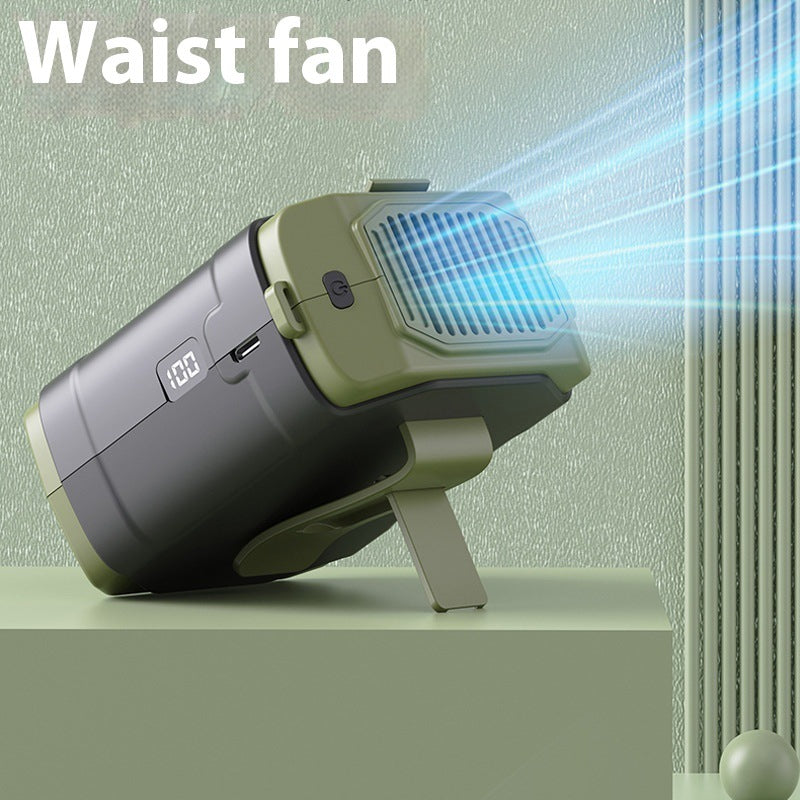 Unisex nan compact rechargeable waist fan with digital battery indicator and adjustable tilt foot Bowlift