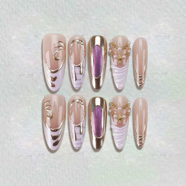 Decorative Press-On Nail Art with Unique Sculpted Designs Bowlift