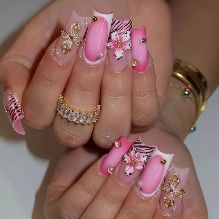 Artistic Floral 3D Press-On Nails Bowlift
