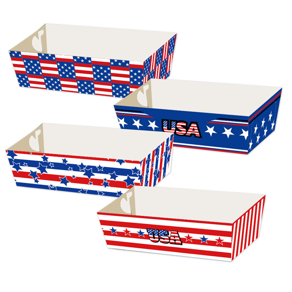 Unisex nan decorative gift boxes made of sturdy cardboard with foldable plug bottom and Americana star-and-stripes pattern Bowlift