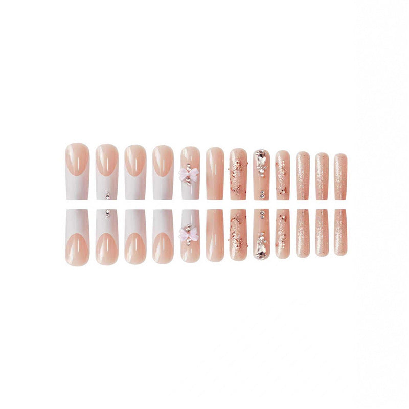 Artistic 3D Bow and Gemstone Press-On Nails Bowlift