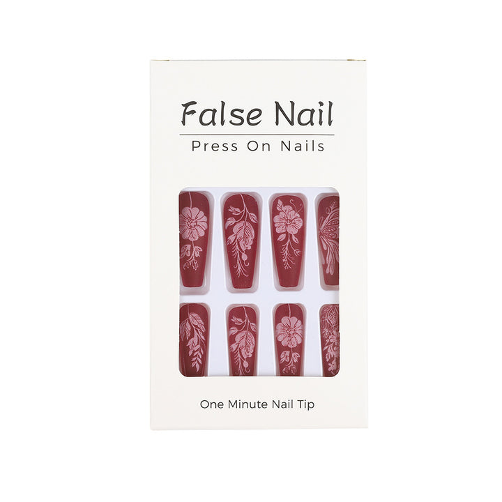 Artificial Nail Set with Floral Designs Bowlift