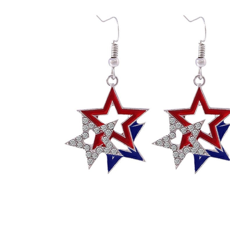 Women's fashionable star earrings with rhinestone accents and enamel pendants Bowlift