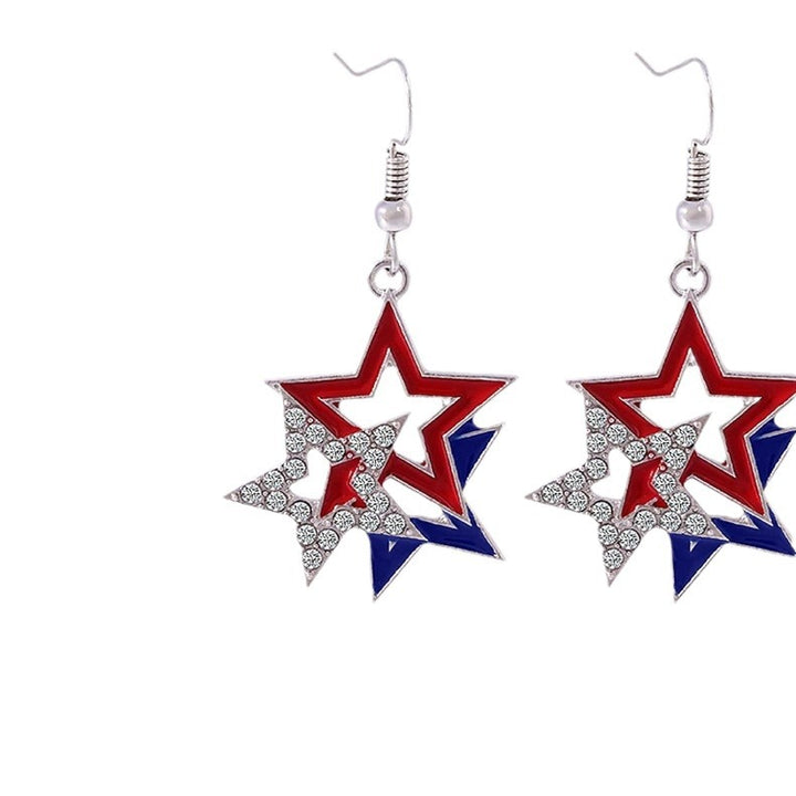 Women's fashionable star earrings with rhinestone accents and enamel pendants Bowlift