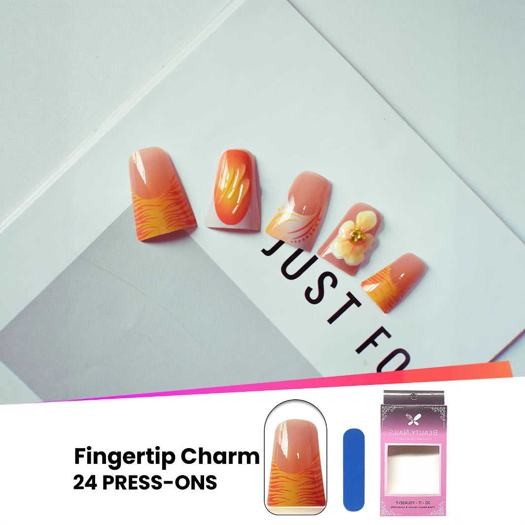 Floral Decorated Press-On Nails Bowlift