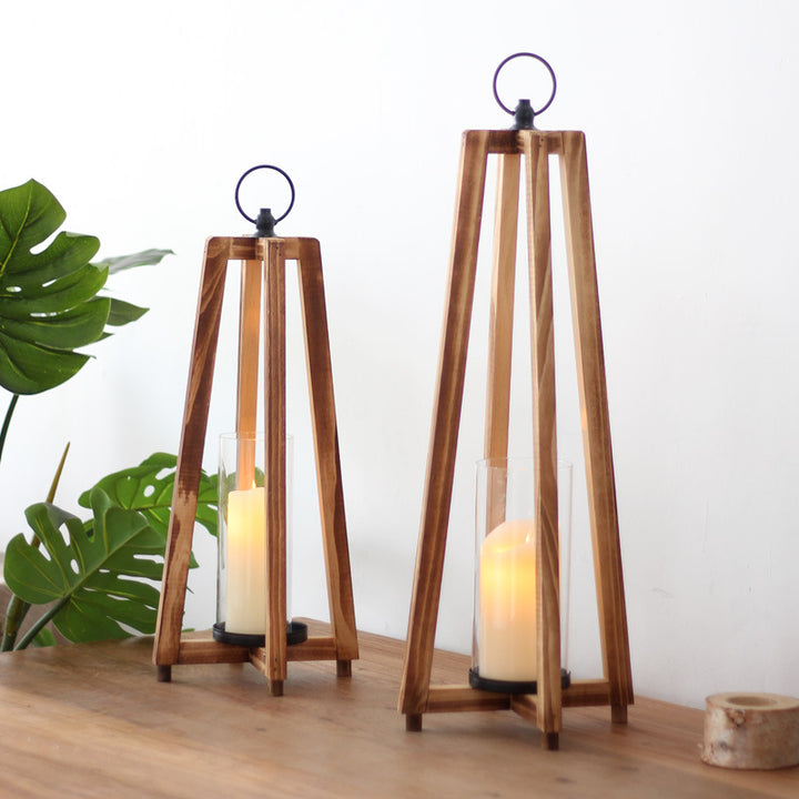 Elegant lantern made of wood and glass Bowlift