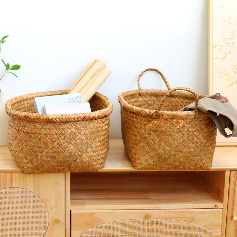 Unisex Natural Fiber Storage Basket with Wide Rim Bowlift