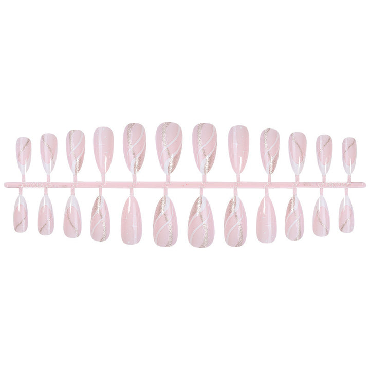 Artificial nail set with elegant marbled tips and glitter accents Bowlift