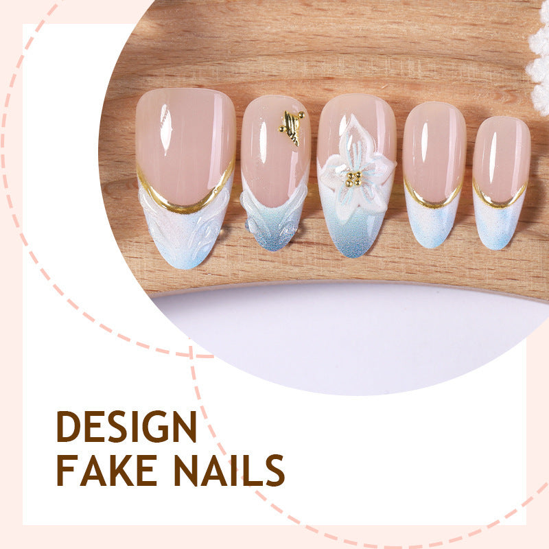 Creative nail set with elegant gold embellishments Bowlift