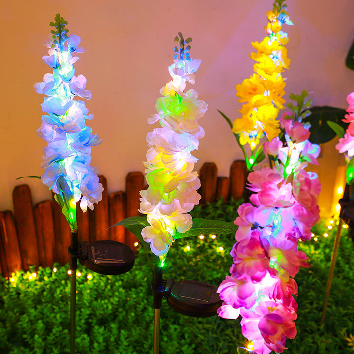 Tall Artificial Delphinium Floral Stake With Adjustable Metal Ground Spike And Removable Clamp Bowlift