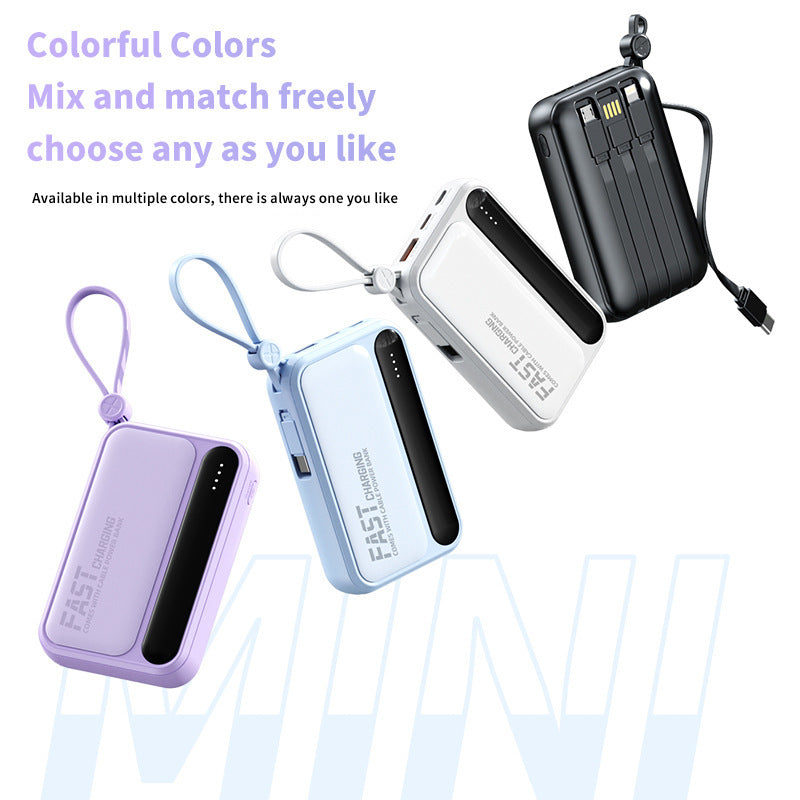 Portable power bank with integrated fast charging ports and multifunctional cable Bowlift