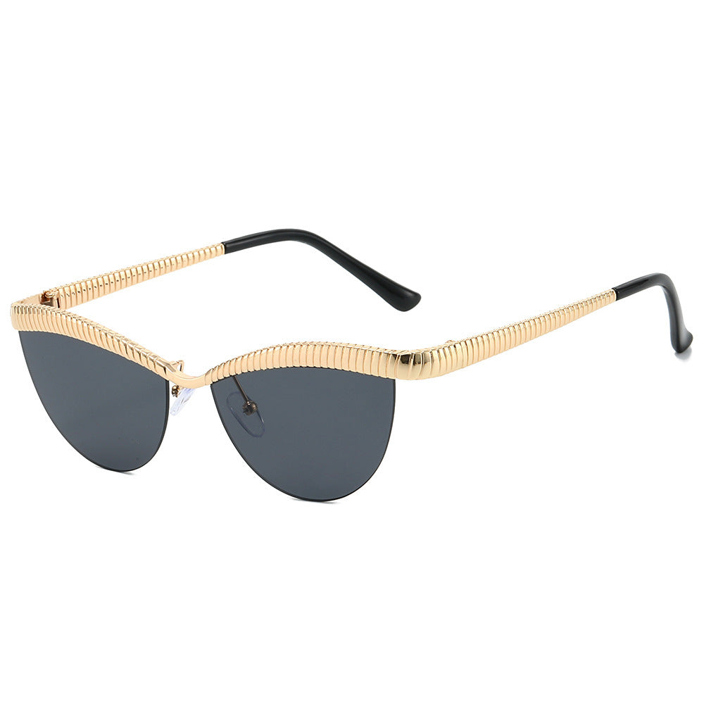 Statement Cat-Eye Sunglasses with Sculpted Metal Frames Bowlift
