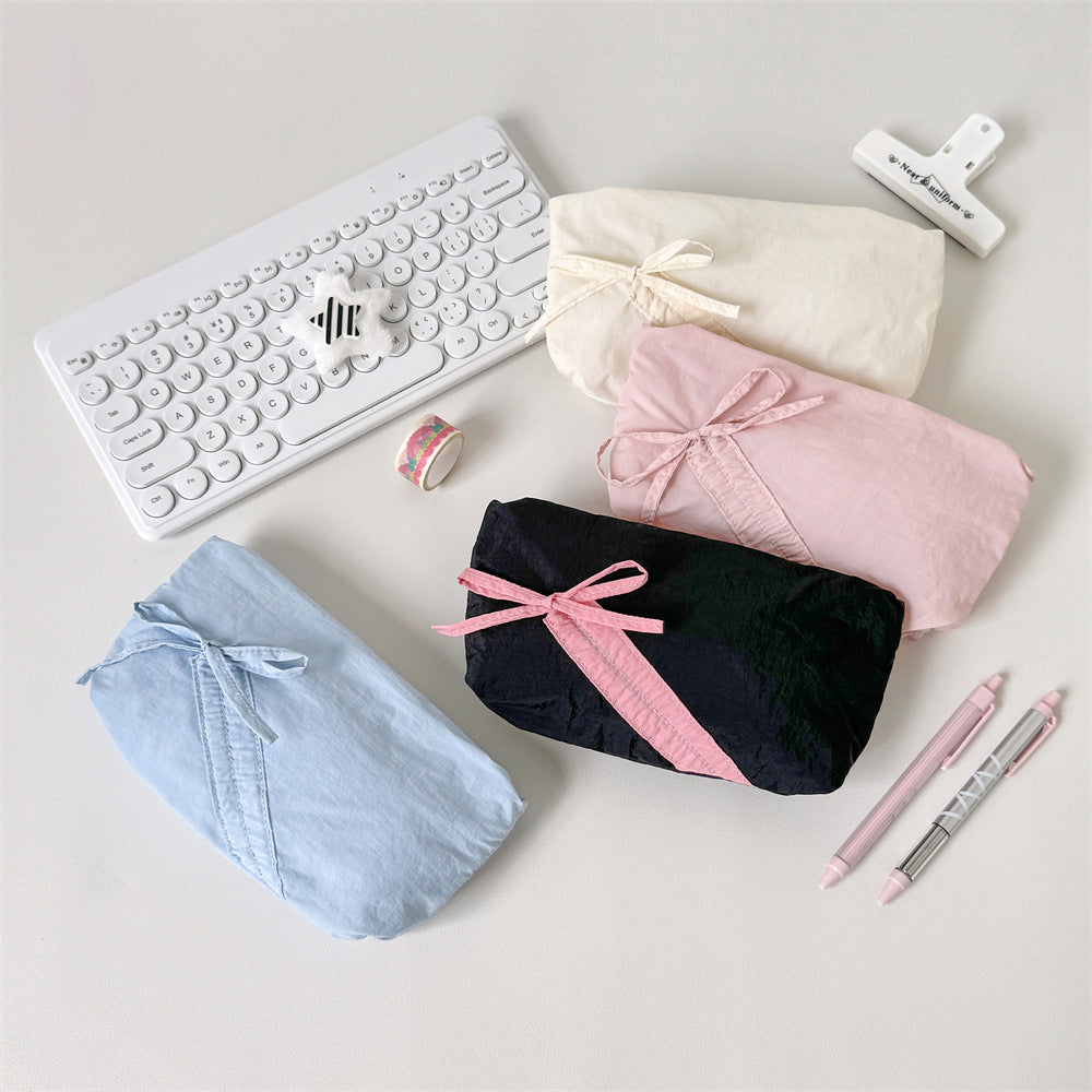 Quilted Pencil Case with Ribbon Closure Bowlift