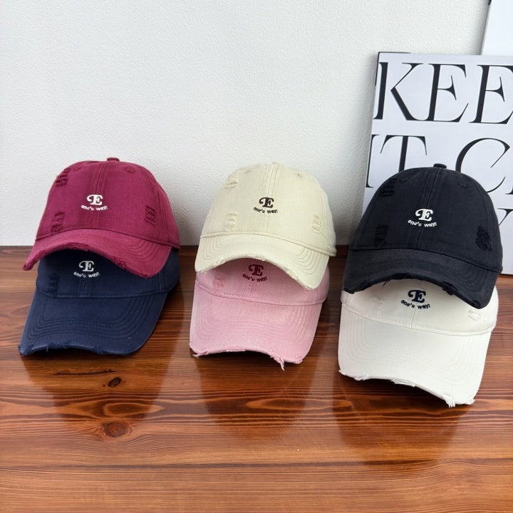 Unisex Distressed Denim Cap Bowlift